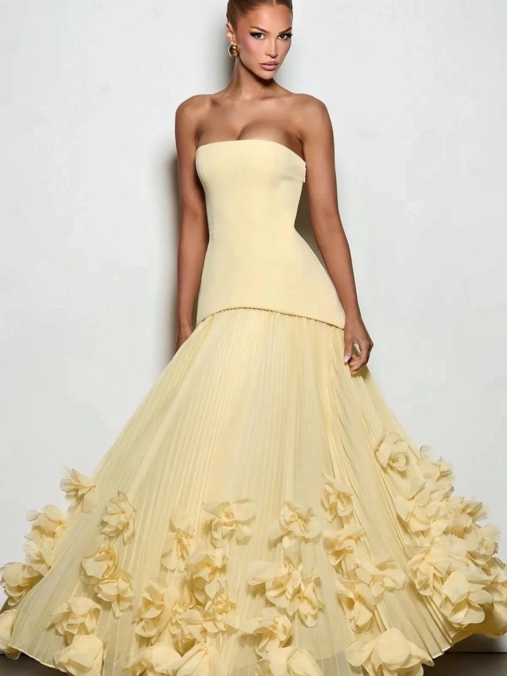 BABYBOO Seraphina Gown Strapless Maxi Gown in Yellow Like New